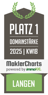MaklerCharts KW 18/2025 - Immobilienkontor42 KG ist bester Makler in Langen