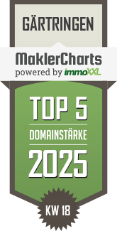 MaklerCharts KW 18/2025 - Kimmerle & Jauch Gesellschaft für Bauberatung Projektentwicklung Immobilien mbH ist TOP-5-Makler in Gärtringen