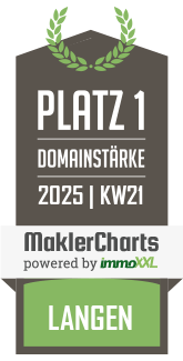 MaklerCharts KW 21/2025 - Immobilienkontor42 KG ist bester Makler in Langen