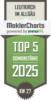 MaklerCharts KW 27/2025 - Volksbank Allgu-Oberschwaben Immobilien GmbH ist TOP-5-Makler in Leutkirch im Allgu