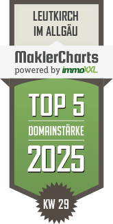 MaklerCharts KW 29/2025 - Volksbank Allgu-Oberschwaben Immobilien GmbH ist TOP-5-Makler in Leutkirch im Allgu