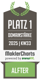 MaklerCharts KW 33/2025 - Alfter Immobilien ist bester Makler in Alfter