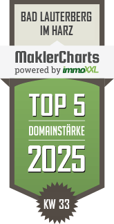 MaklerCharts KW 33/2025 - City Immobilienmakler Hannover ist TOP-5-Makler in Bad Lauterberg im Harz