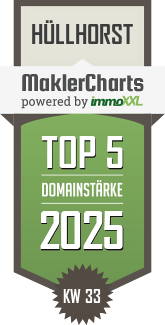 MaklerCharts KW 33/2025 - Udo König Immobilien GmbH  ist TOP-5-Makler in Hüllhorst