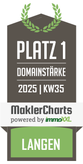 MaklerCharts KW 35/2025 - Immobilienkontor42 KG ist bester Makler in Langen