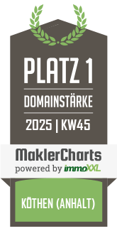 MaklerCharts KW 45/2025 - Immobilienagentur Mathias Blum ist bester Makler in K�then (Anhalt)