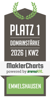 MaklerCharts KW 02/2026 - Haus und Hof Immobilien ist bester Makler in Emmelshausen