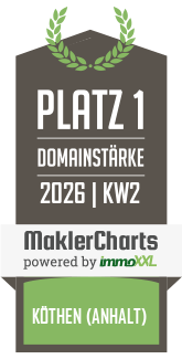 MaklerCharts KW 02/2026 - Immobilienagentur Mathias Blum ist bester Makler in Köthen (Anhalt)