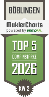 MaklerCharts KW 02/2026 - Immobilien Service B�rbel Bahr e.K. ist TOP-5-Makler in B�blingen
