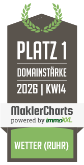 MaklerCharts KW 14/2026 - RuhrMaklerei Immobilien Sarah Kling ist bester Makler in Wetter (Ruhr)