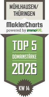 MaklerCharts KW 14/2026 - Ines Th�ne Immobilien ist TOP-5-Makler in M�hlhausen/Th�ringen