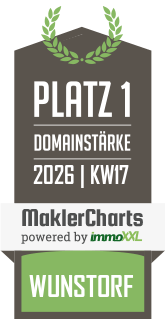 MaklerCharts KW 17/2026 - Rudnick Immobilien ist bester Makler in Wunstorf