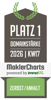 MaklerCharts KW 17/2026 - Nindel-Immobilien GbR ist bester Makler in Zerbst/Anhalt