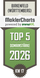 MaklerCharts KW 17/2026 - Schürrer & Fleischer Immobilien GmbH & Co. KG ist TOP-5-Makler in Birkenfeld (Württemberg)