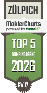 MaklerCharts KW 17/2026 - ZEIT & WERT Immobilien Maklersocietät GmbH ist TOP-5-Makler in Zülpich