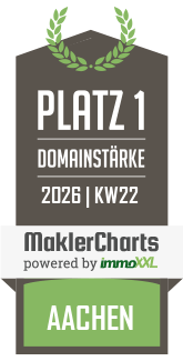 MaklerCharts KW 22/2026 - PH Immobiliengesellschaft mbH ist bester Makler in Aachen
