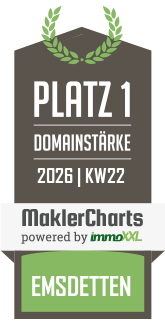 MaklerCharts KW 22/2026 - Matzker Immobilien GmbH & Co KG ist bester Makler in Emsdetten