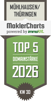 MaklerCharts KW 30/2026 - Matthias Bendrich Immobilien ist TOP-5-Makler in Mühlhausen/Thüringen
