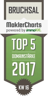 MaklerCharts KW 16/2017 - Frequent Immobilien GmbH ist TOP-5-Makler in Bruchsal