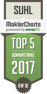 MaklerCharts KW 16/2017 - Suhl Immobilien GmbH ist TOP-5-Makler in Suhl