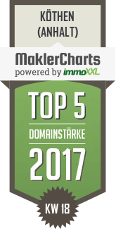 MaklerCharts KW 18/2017 - Rosenblatt Immobilien ist TOP-5-Makler in Köthen (Anhalt)