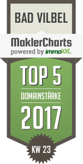 MaklerCharts KW 23/2017 - Immobilien Gesellschaft mbH der Frankfurter Volksbank ist TOP-5-Makler in Bad Vilbel