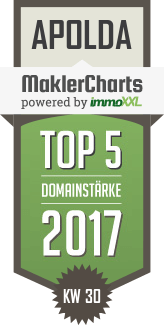 MaklerCharts KW 30/2017 - Landesentwicklungsgesellschaft Thringen mbH (LEG Thringen) ist TOP-5-Makler in Apolda