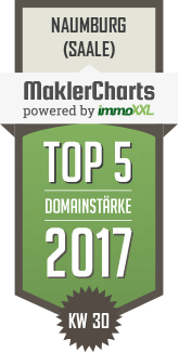 MaklerCharts KW 30/2017 - BLK-IMMOBILIEN24 ist TOP-5-Makler in Naumburg (Saale)