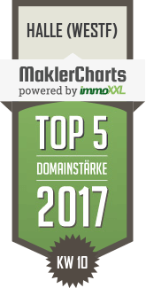 MaklerCharts KW 10/2017 - KreisWohnstttenGenossenschaft Halle (Westf.) eG ist TOP-5-Makler in Halle (Westf)