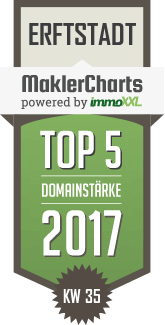 MaklerCharts KW 35/2017 - Makleragentur Karsten Hajok  ist TOP-5-Makler in Erftstadt