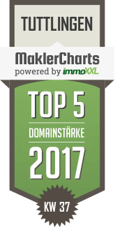MaklerCharts KW 37/2017 - Immobilienmakler B�ttiger ist TOP-5-Makler in Tuttlingen