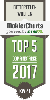 MaklerCharts KW 41/2017 - Kirchhof & Schn Immobilienberatung GbR ist TOP-5-Makler in Bitterfeld-Wolfen