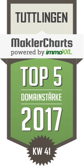 MaklerCharts KW 41/2017 - Immobilienmakler B�ttiger ist TOP-5-Makler in Tuttlingen