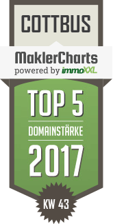 MaklerCharts KW 43/2017 - IMMOBILIEN Am Turm ist TOP-5-Makler in Cottbus