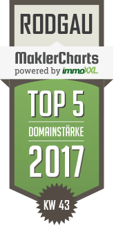 MaklerCharts KW 43/2017 - I–M-M–O–S Makler UG (haftungsbeschränkt) ist TOP-5-Makler in Rodgau