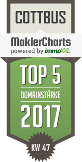 MaklerCharts KW 47/2017 - IMMOBILIEN Am Turm ist TOP-5-Makler in Cottbus