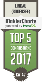MaklerCharts KW 47/2017 - Immobilienhaus Uwe Hechelmann ist TOP-5-Makler in Lindau (Bodensee)