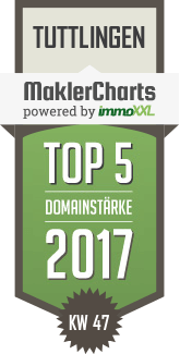 MaklerCharts KW 47/2017 - Immobilienmakler B�ttiger ist TOP-5-Makler in Tuttlingen