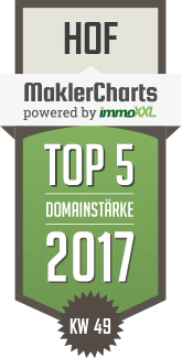 MaklerCharts KW 49/2017 - wolfrum Immobilienberatung ist TOP-5-Makler in Hof