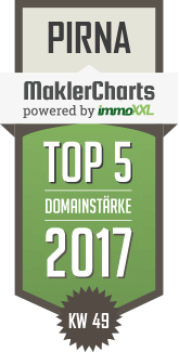 MaklerCharts KW 49/2017 - GVG GRUNDST�CKSVERMITTLUNGS- & VERWALTUNGSGESELLSCHAFT MBH ist TOP-5-Makler in Pirna