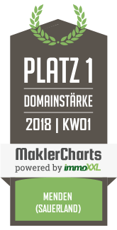 MaklerCharts KW 01/2018 - Gerhard Dittrich, Betriebswirt-WI ist bester Makler in Menden (Sauerland)