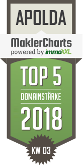 MaklerCharts KW 03/2018 - Landesentwicklungsgesellschaft Thringen mbH (LEG Thringen) ist TOP-5-Makler in Apolda