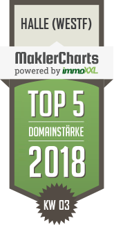 MaklerCharts KW 03/2018 - KreisWohnstttenGenossenschaft Halle (Westf.) eG ist TOP-5-Makler in Halle (Westf)