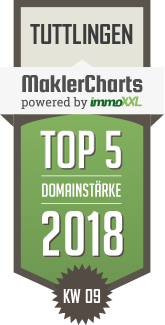 MaklerCharts KW 09/2018 - Immobilienmakler Bttiger ist TOP-5-Makler in Tuttlingen