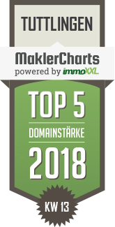 MaklerCharts KW 13/2018 - Immobilienmakler Bttiger ist TOP-5-Makler in Tuttlingen