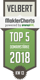 MaklerCharts KW 13/2018 - wagner hausmakler - wagner & stockmann immobilien ist TOP-5-Makler in Velbert