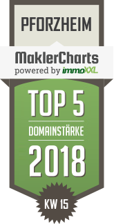 MaklerCharts KW 15/2018 - Thomas Bohner Immobilien GmbH ist TOP-5-Makler in Pforzheim