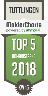 MaklerCharts KW 15/2018 - Immobilienmakler Bttiger ist TOP-5-Makler in Tuttlingen