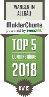 MaklerCharts KW 15/2018 - Zondler & Costanzo Immobilien GbR ist TOP-5-Makler in Wangen im Allgu