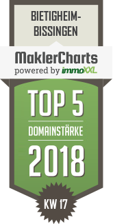 MaklerCharts KW 17/2018 - KLEDIG & Kollegen ist TOP-5-Makler in Bietigheim-Bissingen